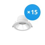 Fordelspakning 15x Noxion LED Downlight Apollo 9W 1100lm 60D - 830 Varm Hvit | 145mm - Utskjæring 120mm - UGR <19