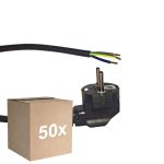 Fordelspakning 50x Noxion Power Strømforsyningskabel Svart - Schuko Europlug + Åpne ender - 5m - 3 pole 0,75mm2