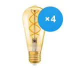 Fordelspakning 4x Ledvance Vintage 1906 LED E27 Pære gull 4W 300lm - 820 ekstra varm hvit | erstatter 25W