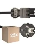 Fordelspakning 25x Noxion GST-Kompatibel Strømforsyningskabel - Female + Schuko Europlug - Svart 5m - 3 pole 0.75mm2